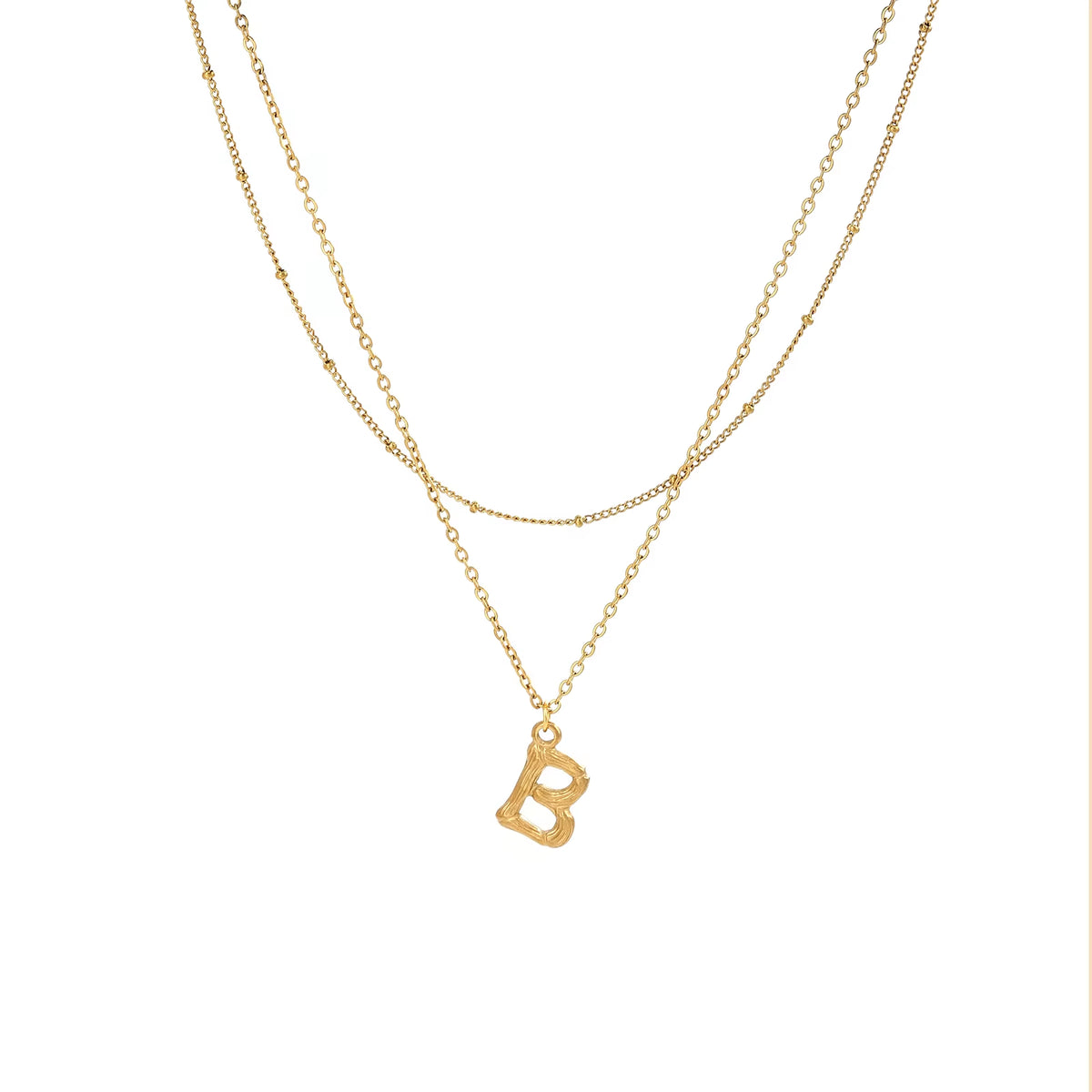 26 Initial Letter Pendant Stack Necklaces for Women Stainless Steel 18K Gold Plated Double Layer Chain Necklace Jewelry Gifts
