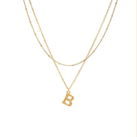 26 Initial Letter Pendant Stack Necklaces for Women Stainless Steel 18K Gold Plated Double Layer Chain Necklace Jewelry Gifts