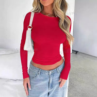 Womens Long Sleeve Shirts Basic Spring Crop Tops Fall Fashion Layering Slim Fitted Y2K Tops