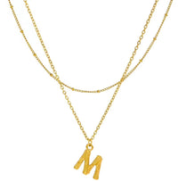 26 Initial Letter Pendant Stack Necklaces for Women Stainless Steel 18K Gold Plated Double Layer Chain Necklace Jewelry Gifts