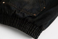 American Vintage Denim Parkas Fur Winter Warm Padded Jackets Men Streetwear Harajuku Oversized Bubble Coat Outwear