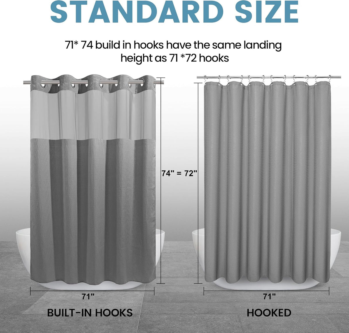 Waffle Double-Layer Waterproof Shower Curtain