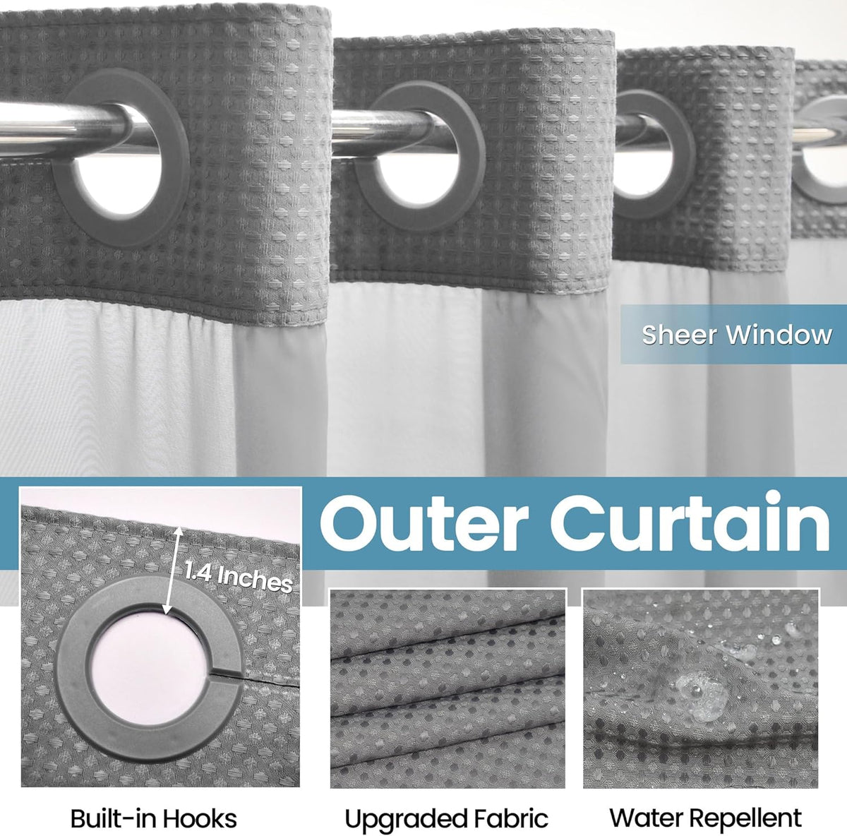 Waffle Double-Layer Waterproof Shower Curtain