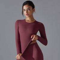 Yoga Shirts for Women Long Sleeve Winter Fitness Running Gym Clothes Workout Dry Fit Breathable High Elastic Sports Top