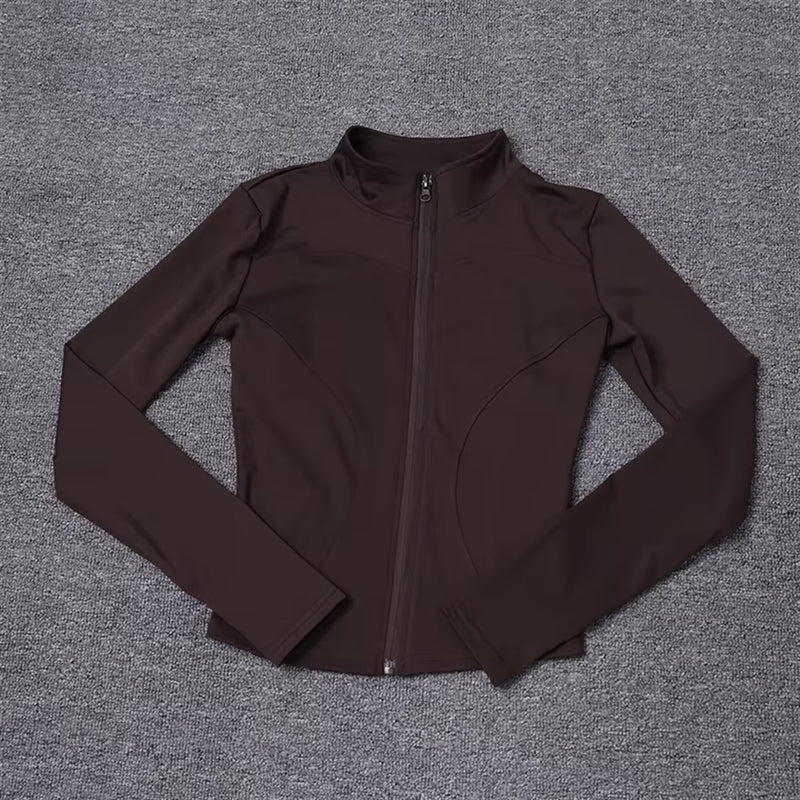 Women Long Sleeve Sport Jacket Spring Summer Gym Workout Coat Yoga Running Sports Cycling Top Casual Zipper Outfit Clothes Chic