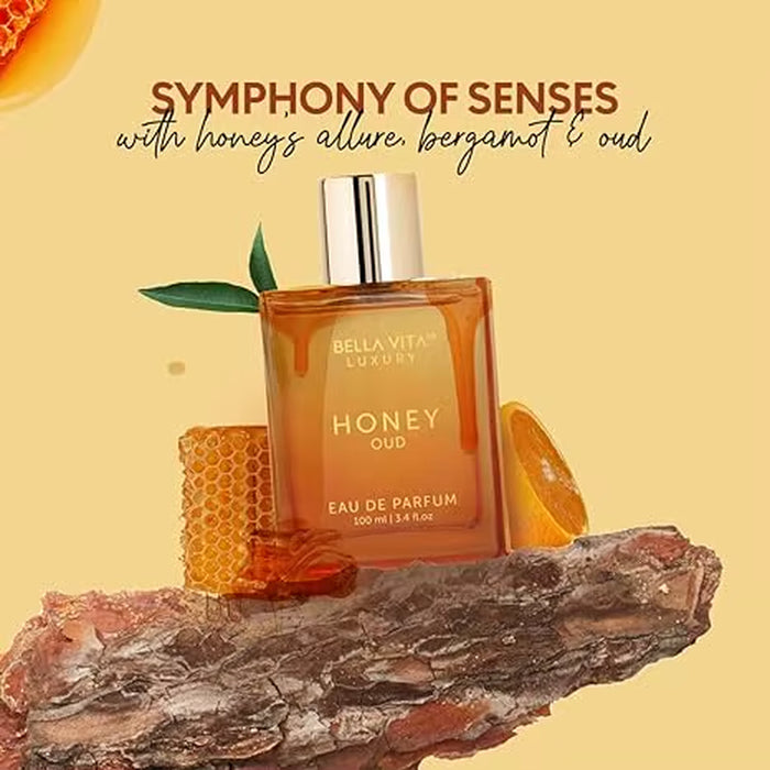 Bellavita Luxury Honey Oud Eau De Parfum Patchouli Vanilla Bergamot Vegan Clean Long-Lasting Unisex Perfume 3.4 Fl. Oz.
