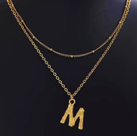 26 Initial Letter Pendant Stack Necklaces for Women Stainless Steel 18K Gold Plated Double Layer Chain Necklace Jewelry Gifts