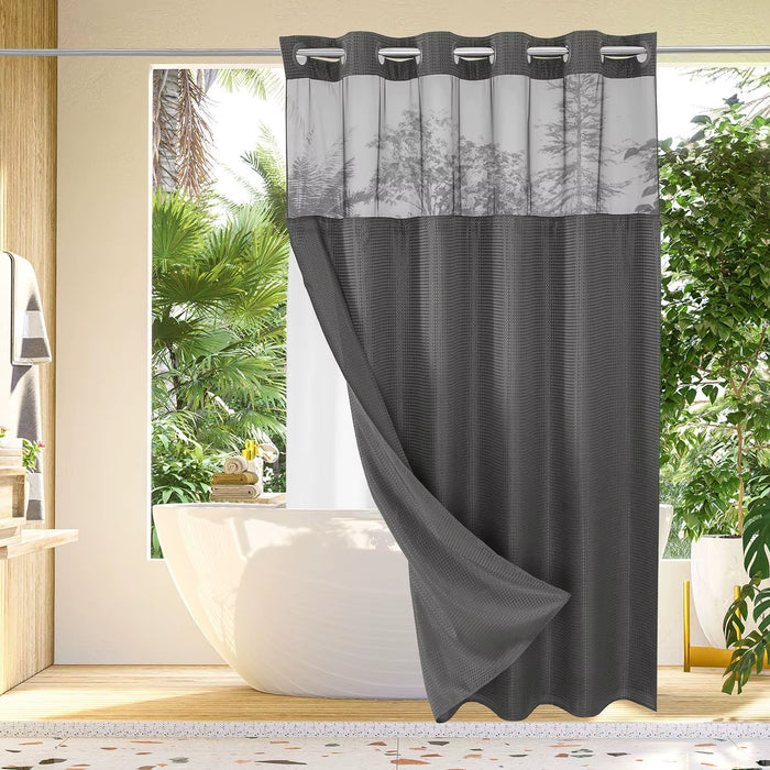 Waffle Double-Layer Shower Curtain Polyester Partition Curtain Waterproof Bathroom Curtains Insulation for Hotel Home Textile