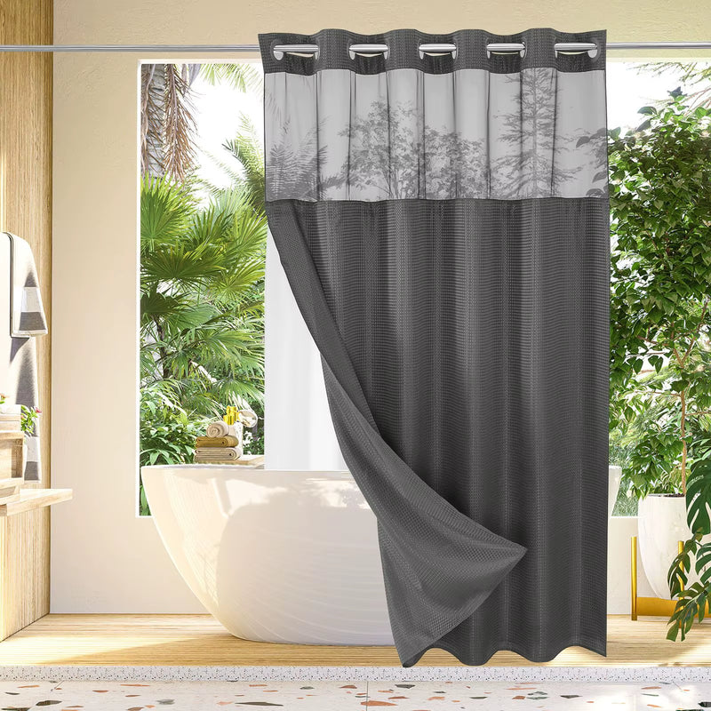 Waffle Double-Layer Shower Curtain Polyester Partition Curtain Waterproof Bathroom Curtains Insulation for Hotel Home Textile