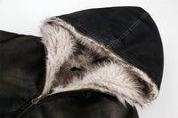 American Vintage Denim Parkas Fur Winter Warm Padded Jackets Men Streetwear Harajuku Oversized Bubble Coat Outwear