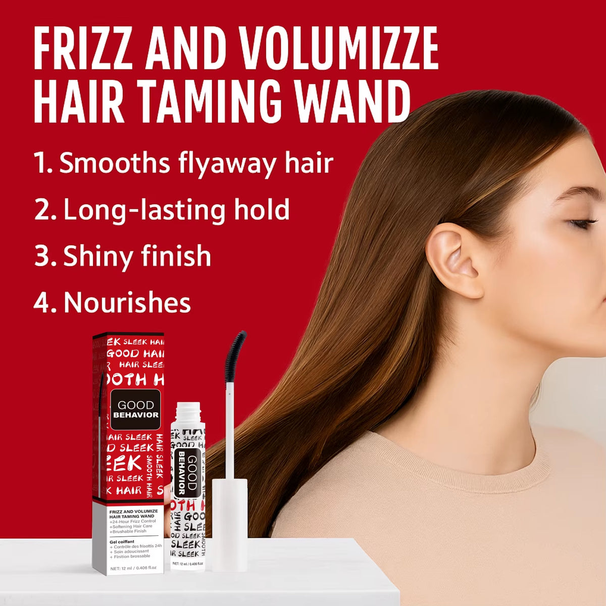 Professional Gel Hair Taming Wand 24-Hour Frizz Control Smoothing Styling Stick for Soft & Brushable Finish Anti-Frizz Hair Care