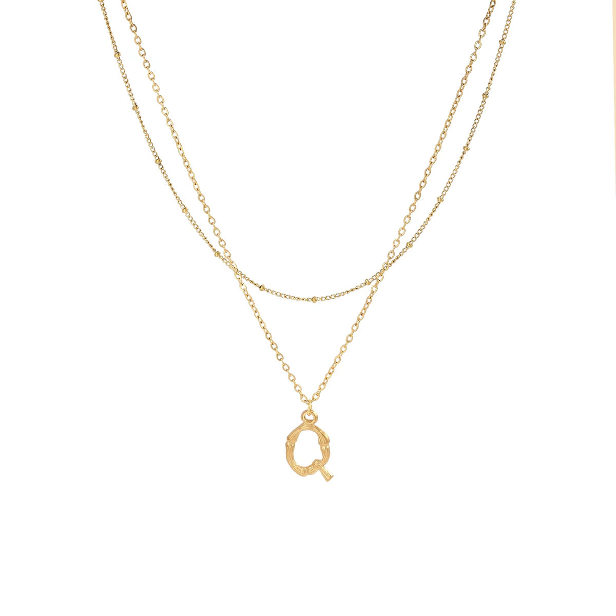 26 Initial Letter Pendant Stack Necklaces for Women Stainless Steel 18K Gold Plated Double Layer Chain Necklace Jewelry Gifts