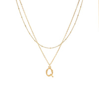 26 Initial Letter Pendant Stack Necklaces for Women Stainless Steel 18K Gold Plated Double Layer Chain Necklace Jewelry Gifts