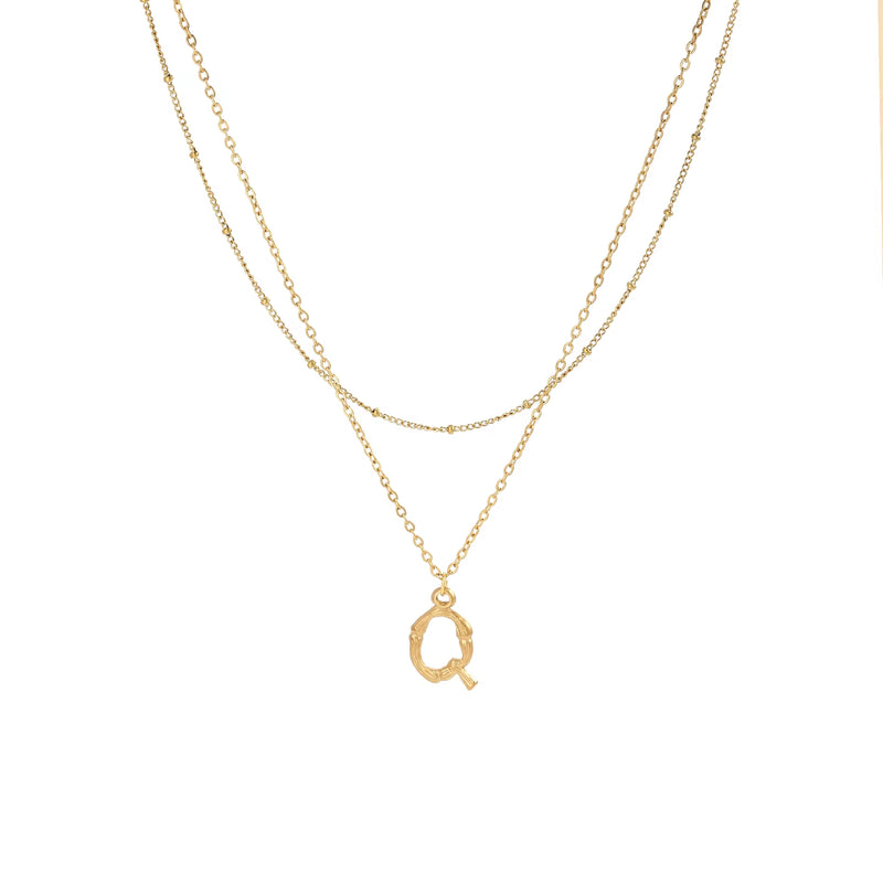 26 Initial Letter Pendant Stack Necklaces for Women Stainless Steel 18K Gold Plated Double Layer Chain Necklace Jewelry Gifts