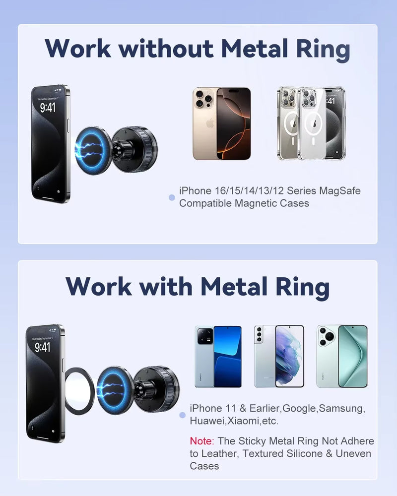 Oatsbasf Magnetic Vacuum Suction Cup Phone Holder Stand Portable 720° Rotatable Adsorption Car Phone Holder for Iphone 16/15/14