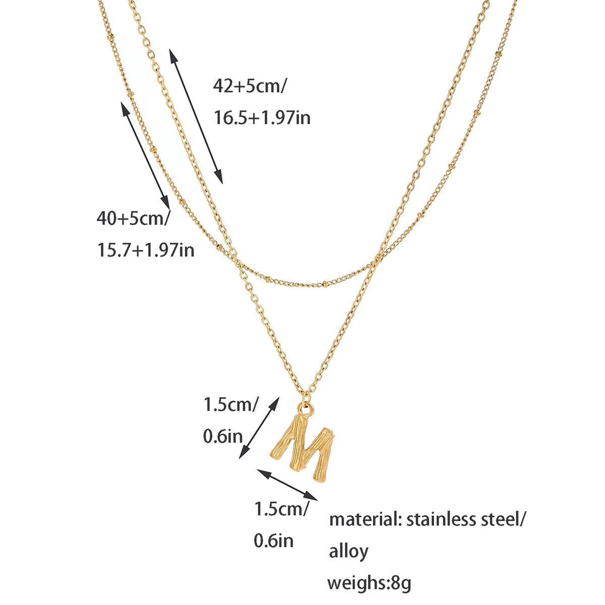26 Initial Letter Pendant Stack Necklaces for Women Stainless Steel 18K Gold Plated Double Layer Chain Necklace Jewelry Gifts