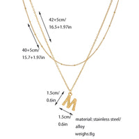 26 Initial Letter Pendant Stack Necklaces for Women Stainless Steel 18K Gold Plated Double Layer Chain Necklace Jewelry Gifts