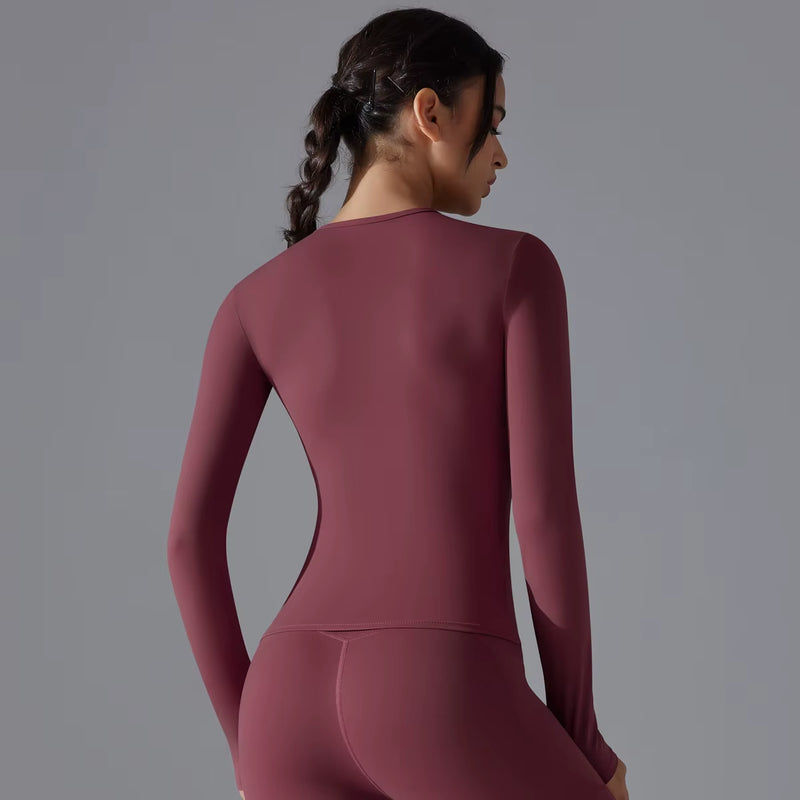 Yoga Shirts for Women Long Sleeve Winter Fitness Running Gym Clothes Workout Dry Fit Breathable High Elastic Sports Top