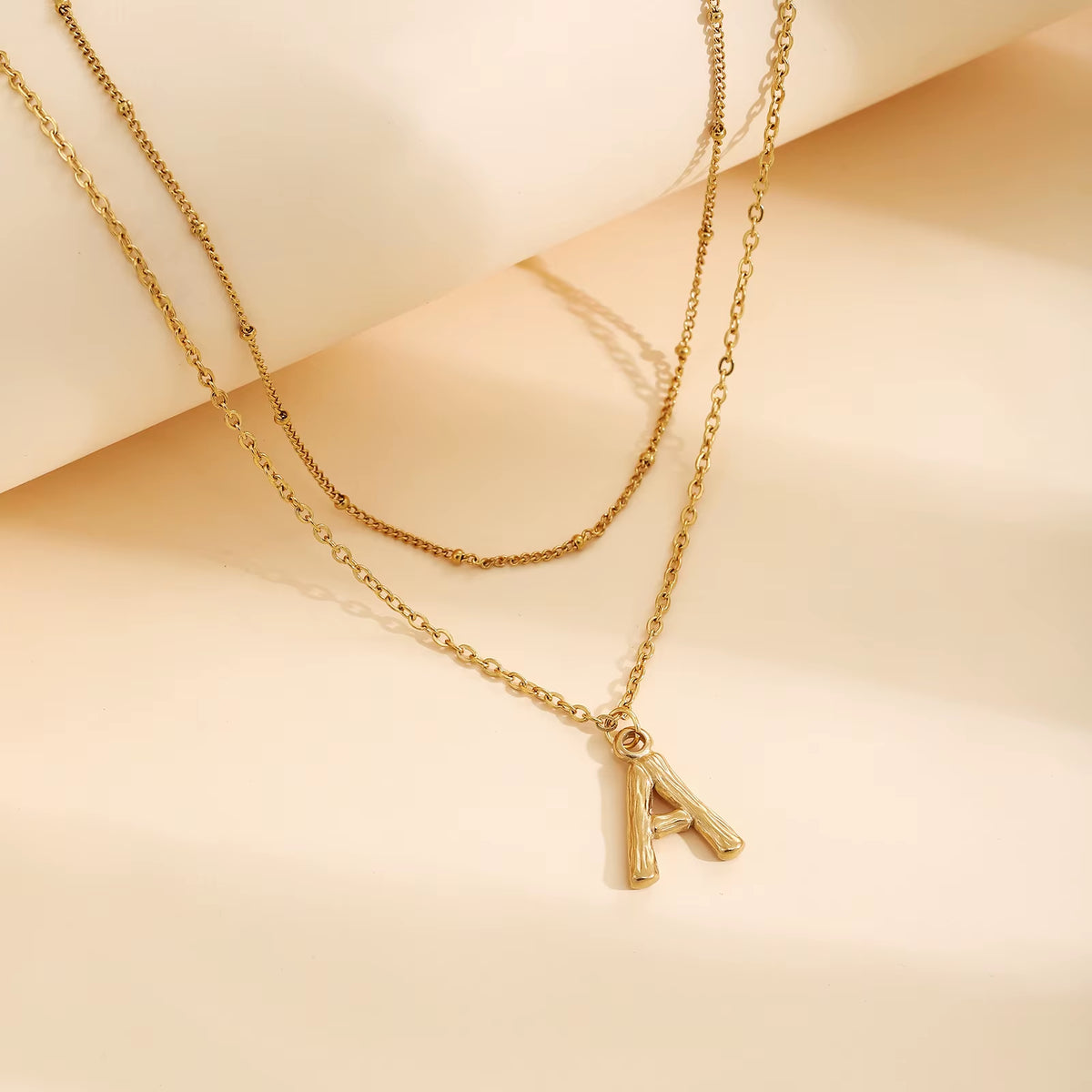 26 Initial Letter Pendant Stack Necklaces for Women Stainless Steel 18K Gold Plated Double Layer Chain Necklace Jewelry Gifts