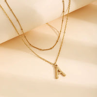 26 Initial Letter Pendant Stack Necklaces for Women Stainless Steel 18K Gold Plated Double Layer Chain Necklace Jewelry Gifts