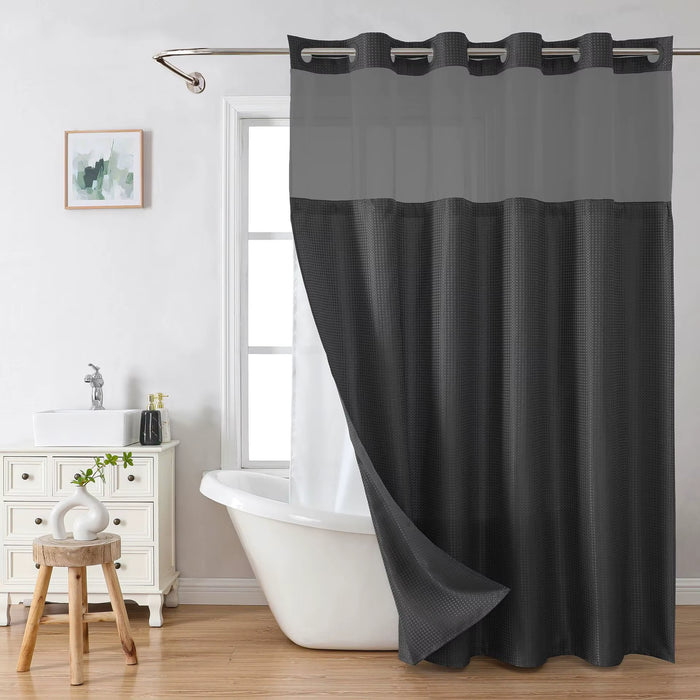 Waffle Double-Layer Shower Curtain Polyester Partition Curtain Waterproof Bathroom Curtains Insulation for Hotel Home Textile
