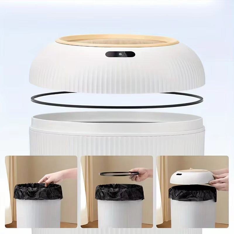 Smart Trash Can Induction Trash Can 10L Large Capacity Kitchen Bathroom Anti-Odor Waterproof Automatic Lid Opening Trash Can