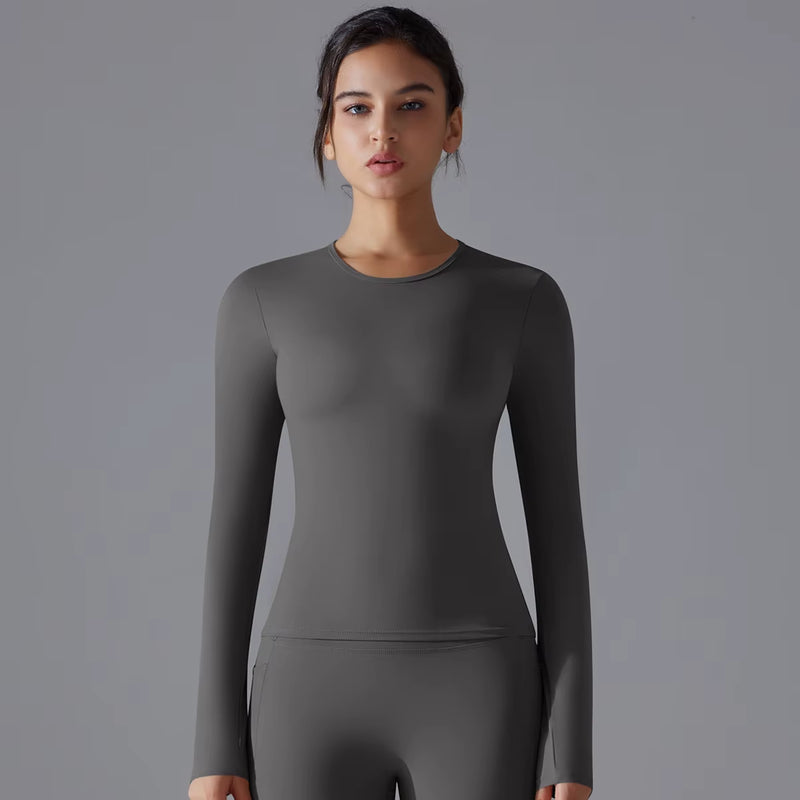 Yoga Shirts for Women Long Sleeve Winter Fitness Running Gym Clothes Workout Dry Fit Breathable High Elastic Sports Top