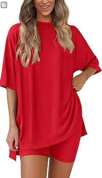Women's Solid Color Summer Casual Two-Piece Shorts Set