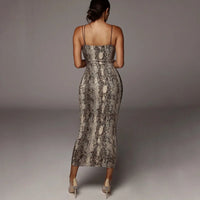 Leopard Print Sleeveless V-Neck Sexy Mini Dress 