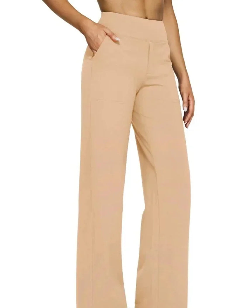 Casual Loose Straight Leg Pants Women'S Summer New Arrival 2024 Pocket Detail Comfortable Fit Long Trousers Fashionable