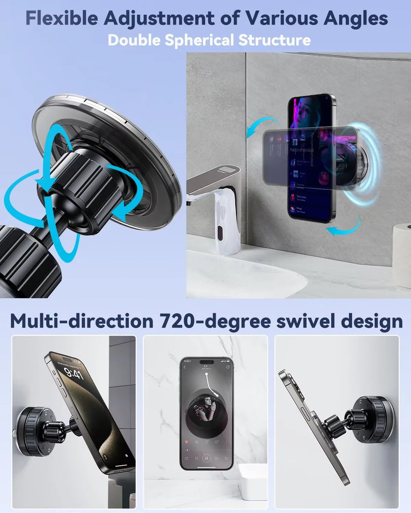 Oatsbasf Magnetic Vacuum Suction Cup Phone Holder Stand Portable 720° Rotatable Adsorption Car Phone Holder for Iphone 16/15/14
