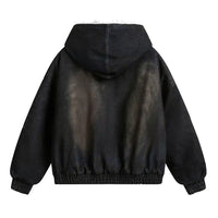 American Vintage Denim Parkas Fur Winter Warm Padded Jackets Men Streetwear Harajuku Oversized Bubble Coat Outwear
