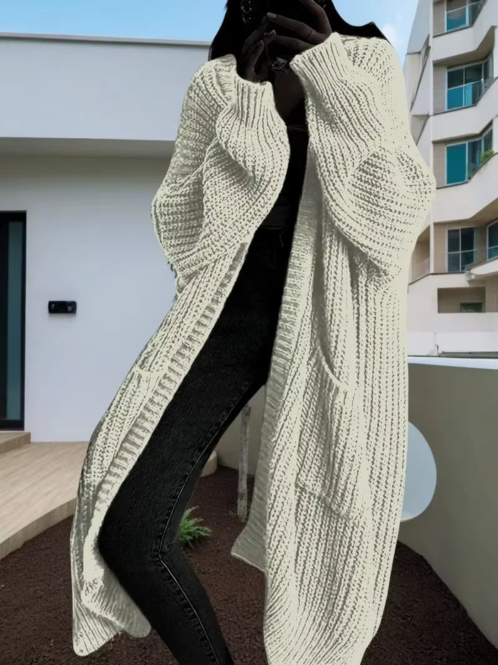 Spring Oversize Knitting Women Long Sweaters V-Neck Loose Cardigan Thick Warm Coats Female New Trendy Casual Ladies Clothes