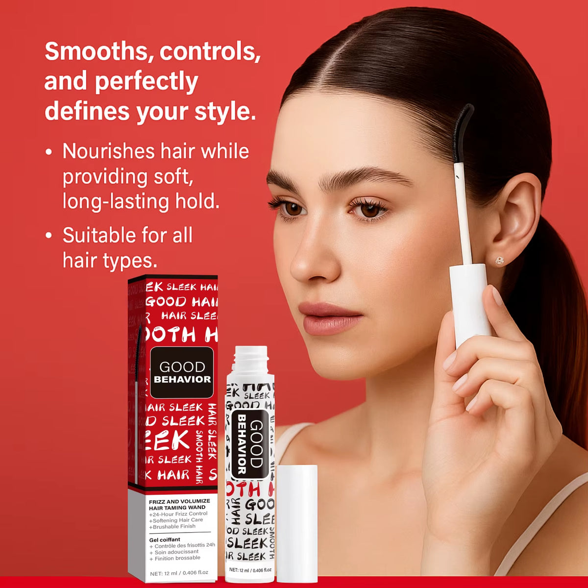 Professional Gel Hair Taming Wand 24-Hour Frizz Control Smoothing Styling Stick for Soft & Brushable Finish Anti-Frizz Hair Care