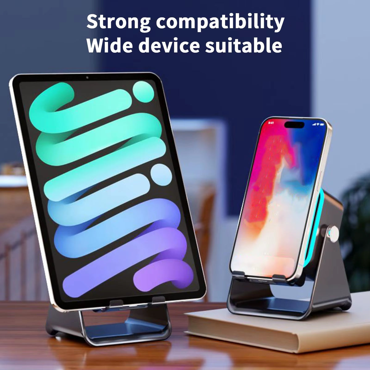 Phone Stand with Speaker Audio Station Foldable with Light 10W Phone Holder Induction Bracket Speaker for Home Office Travel
