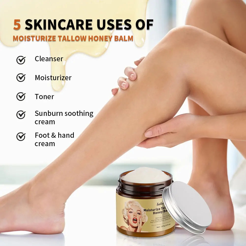 Whipped Beef Tallow and Manuka Honey Balm Organic Face Cream Moisturizer Body Lotion Skin Care and Lip Balm Aging Hydrating