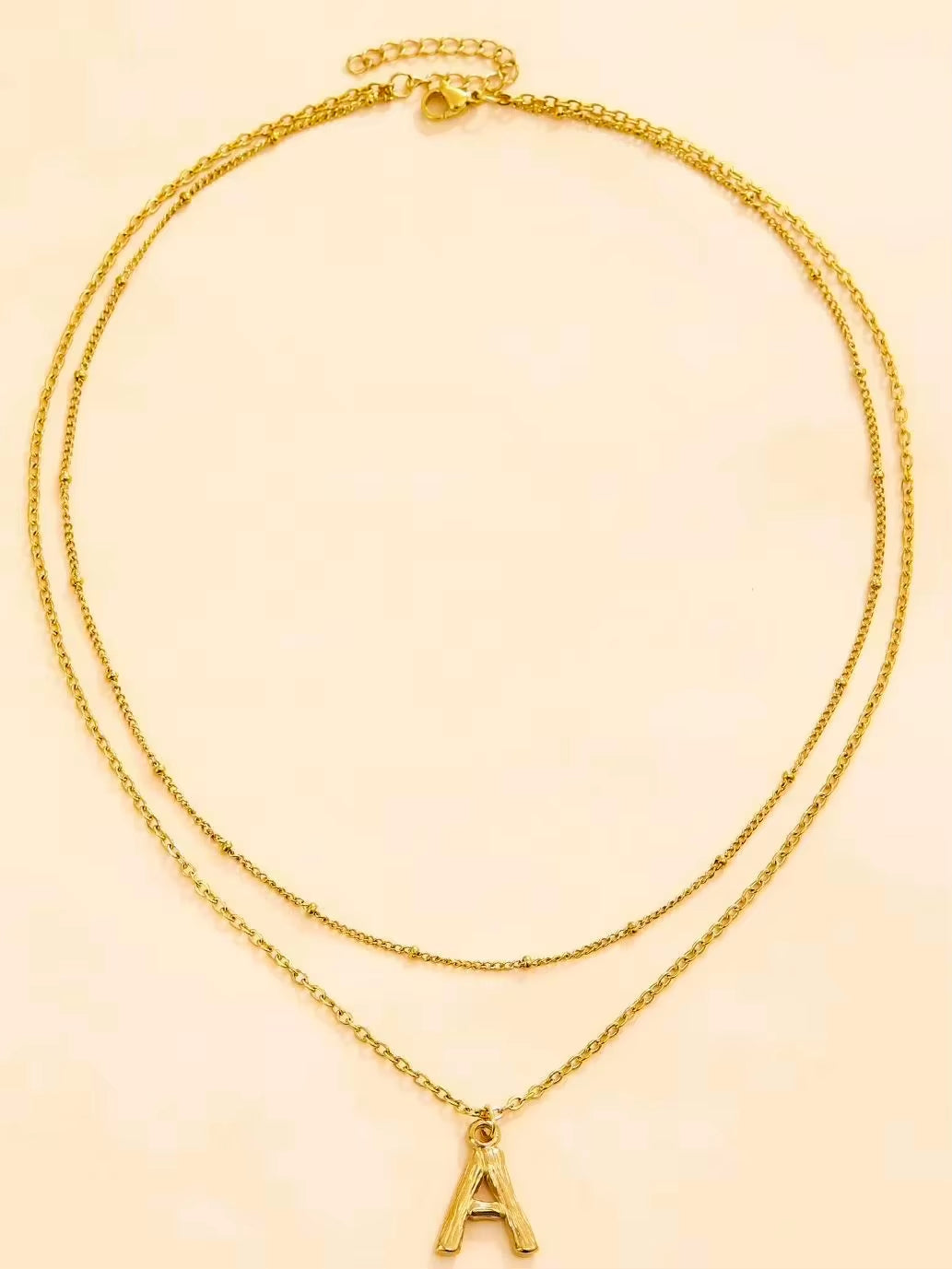 26 Initial Letter Pendant Stack Necklaces for Women Stainless Steel 18K Gold Plated Double Layer Chain Necklace Jewelry Gifts