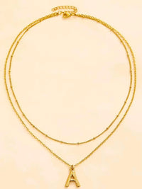 26 Initial Letter Pendant Stack Necklaces for Women Stainless Steel 18K Gold Plated Double Layer Chain Necklace Jewelry Gifts