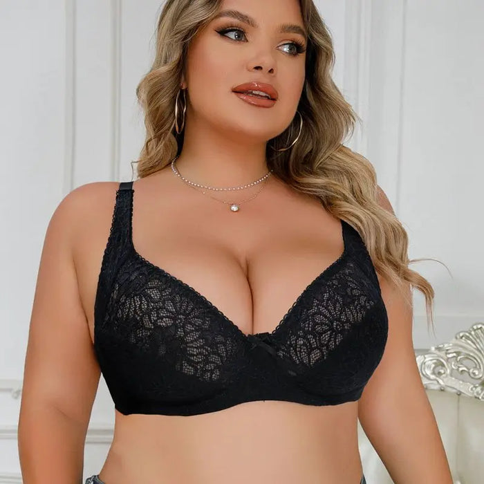 Floral Lace Bras for Women plus Size Bra Thin Unlined Underwear Comfort Lingerie
