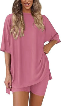 Women's Solid Color Summer Casual Two-Piece Shorts Set